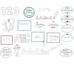Stickserie - Schulkind mit Jahreszahlen bis 2025